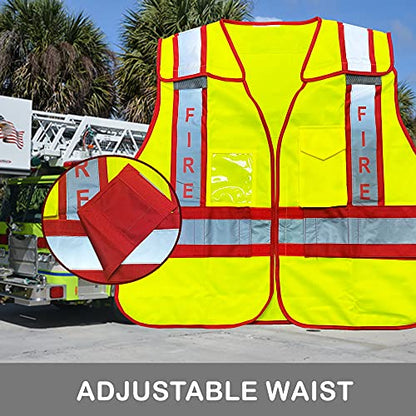 VIEWBRITE Reflective Class 2 Fire Vest Lime Green - 5 Point Breakaway High Visibility Yellow Fire Fighter Vest - color: Reflective Yellow, size: Medium-Large