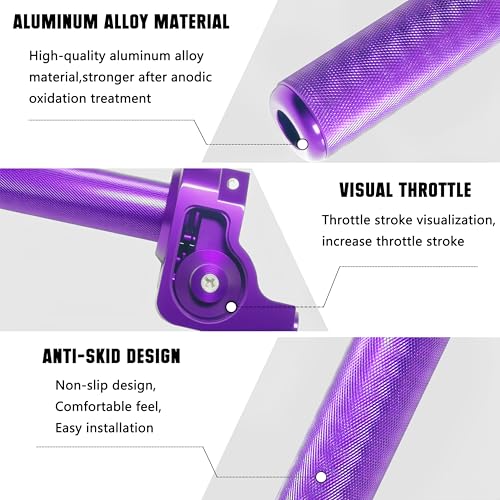 Motorcycle Throttle Assembly,7/8" Quick Twist Throttle Grips with Throttle Cable Aluminum Alloy Universal for CRF KLX SSR TTR 110 125 150 250cc Dirt Pit Bike ATV Mini Bike - color: Purple + Black