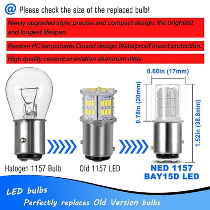 Heifymi 1157 Led Bulb 3 Watt DC12-24V BAY15D 7528 2057 2357 Brilliant Red LED Replacement for Car Camper RV Trailer Boat Brake Tail Stop Signal Light, 2 Pack - color: Brilliant Red, size: BAY15D