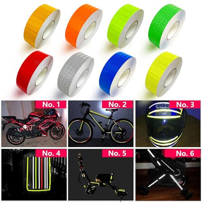8 Rolls of 8 Colors High-Visibility Reflective Tape - Waterproof Self-Adhesive Safety Stickers for Outdoor Nighttime Visibility, Trailers, Clothing, Vehicles (1 in x 80 ft.) | Reflective stickers, night safety, waterproof, self adhesive. For clothing, tra