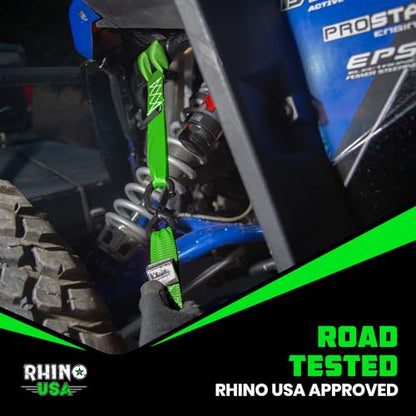 Rhino USA Soft Loop Tie Down Straps (4-Pack) - 1.6 Inch x 17 Inch (5,000 lbs Break Strength) Heavy Duty Motorcycle Handlebar Straps for use with Ratchets for ATV, UTV, Dirt Bike (Green) - color: Green 4-Pack