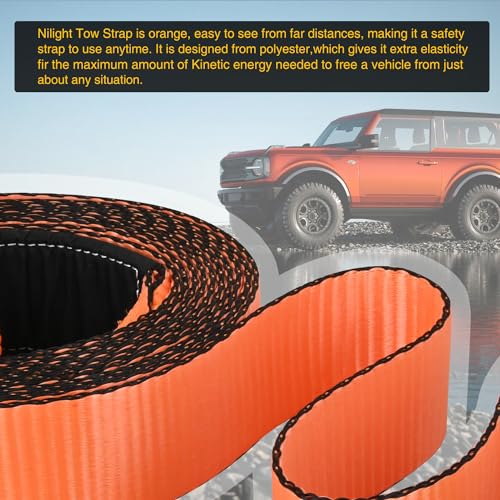 Nilight 3" x 20' Recovery Tow Strap Lab Tested 31,500lbs Break Strength Heavy Duty Off Road Straps with Triple Reinforced Loop Emergency Towing Rope of Mind for SUV, UTV, ATV, Truck, 2 Years Warranty - color: 3in x 20ft Tow Strap