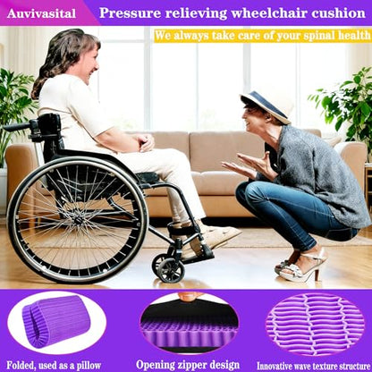 Innovative Gel Seat Cushion for Long Sitting, Large Cooling Supportive Seat Cushion for Back, Sciatica, Tailbone Pain Relief, Used for The Office, Wheelchair, Recliner, Car, Stadium, Kayak.(Púrpura)