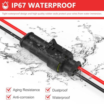 2 Pin Waterproof Electrical Wire Connectors 10 Pack Weather Pack Connectors Kit 20AWG Male and Female Automotive Wire Connectors for Car Truck Motorcycle Boat Auto Wiring - size: 2pin-10Pack