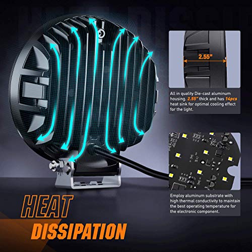 Nilight 2PCS 7Inch 85W LED Driving Light 10200LM IP68 Spot Flood Combo Round Built-in EMC Offroad Lights with 14AWG DT Connector Wiring Harness Kit for Truck ATV UTV SUV - color: 2Pcs 85W 7Inch LED Light Kit