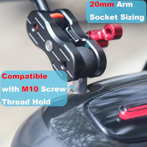 20mm Ball Adapter with M10 Stud – Heavy-Duty Motorcycle & Off-Road Mount for iPad and Phones | Stainless Steel Core + TPU Coating | Anti-Vibration M10 Thread for Rugged Rides - size: M10
