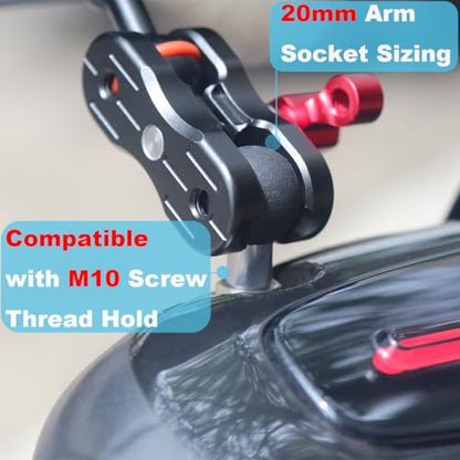 20mm Ball Adapter with M10 Stud – Heavy-Duty Motorcycle & Off-Road Mount for iPad and Phones | Stainless Steel Core + TPU Coating | Anti-Vibration M10 Thread for Rugged Rides - size: M10