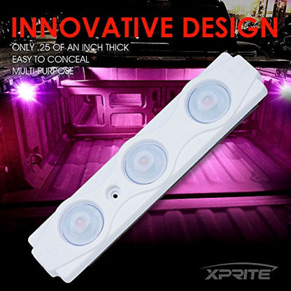 Xprite Purple LED Truck Bed Light Kits with On/Off Switch, for Pickup Exterior Interior Neon Lights, Footwells, Running Boards, Cargo, Under Car, Tonneau Cover, Rail Rock Lighting - 8 PCs - color: Purple