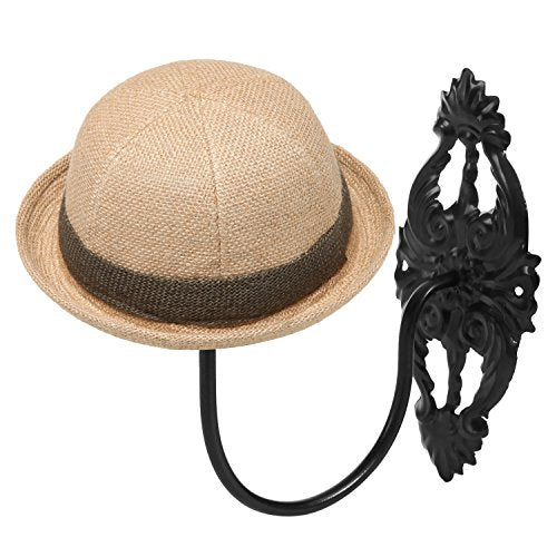 MyGift 2 Pcs Hat Holder, Cowboy Hat Rack Display Wall Mounted, Baseball Cap Organizer, Wig Helmet Hanger for Wall, Black Metal - color: Black