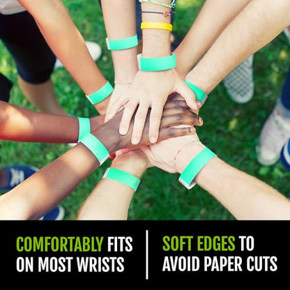 1,000 WristCo Aqua Tyvek Wristbands for Events - Comfortable Tear Resistant Paper Bracelets ID Wrist Bands for Concerts Festivals Admission Party Identification - color: Aqua