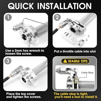 Throttle Grip Throttle Cable Motorcycle 22mm Universal CNC Aluminum Accelerator Throttle Twist Grips Handlebars for KLX CR CRF EXC XR TTR CB SSR ATV Dirt Bike Pit Bike - color: Style-B-Silver