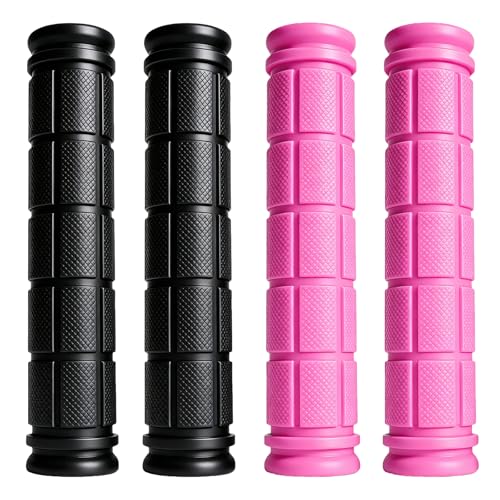 2 Pairs Bike Handlebar Grips for Bikes - color: Black and Pink