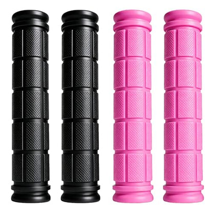 2 Pairs Bike Handlebar Grips for Bikes - color: Black and Pink