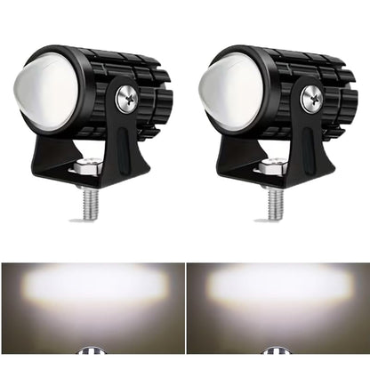 2 Pack Motorcycle LED Driving Lights,Bifocal Lens Auxiliary Spotlight,Front Fork Bumper Bar Fog Light Work Light for Truck,ATV,UTV, SUV,Boat and Off-Road(2 Pack All White Light)