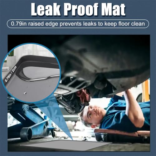 Under Car Oil Spill Mat Oil Drip Pan, Garage Floor Mat Drip Tray, Soft Silicone Pad With Raised Edge, Liquid Drain Pan Catcher Automotive Tray, Driveway Pad For Liquid Leaks Non-Slip No Splatter 34-22