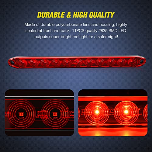 Nilight 2PCS 16Inch 11 LED Red Trailer Light Bar for Parking Stop Turn Signals Tail Brake DOT Compliant IP65 Waterproof Truck ID Marker - color: 2Pcs 16" Red 11LED