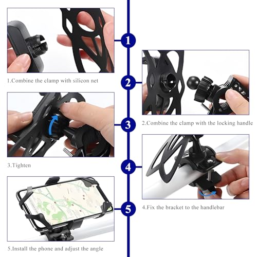 4 PCS Motorcycle Phone Mount Tether, Elastic Silicone Cellphone Holder X-Web Grip Security Band, Nonslip Smart Phone Handlebar Strap for Motorcycles Bikes Scooters - color: 4 PCS