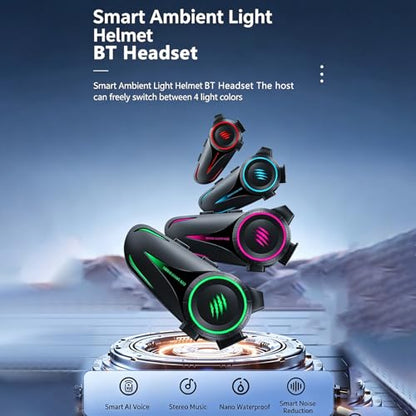 Sanpyl Bluetooth Motorcycle Helmet Headset, Wireless Helmet Headphones with AI Noise Canceling Mic, RGB Lights, 30H Playtime, for Riding