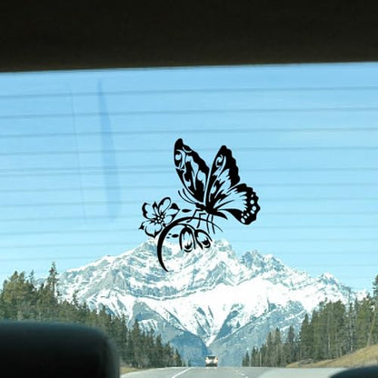 GORGECRAFT 4 Styles 4Pcs Butterfly Car Sticker Black Hibiscus Flower Hawaiian Reflective Car Bumper Decals Waterproof PET Automotive Exterior Decor Stickers for SUV Truck Motorcycle Doors Walls Laptop - style: Butterfly