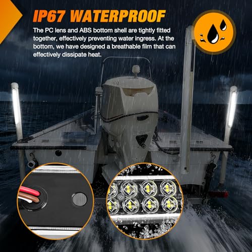 Nilight LED Tail Light 2PCS 17 Inch 40LED White Running Tail Reverse Back Up Lights w/Chrome Bezel Waterproof Surface Mount for 12V Towing Trailer Truck RV Camper Boat - color: 2Pcs 17" White 40LED w/chrome bezel