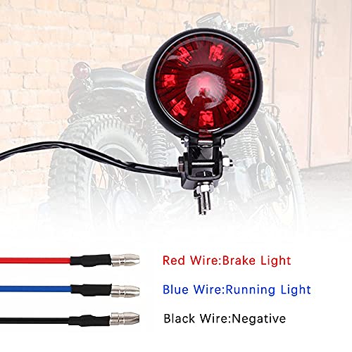 Motorcycle Tail Light LED Bates Style Bullet Brake Stop Rear Lamp Compatible with Cafe Racer Bobber Chopper Bonneville - Red - color: Red