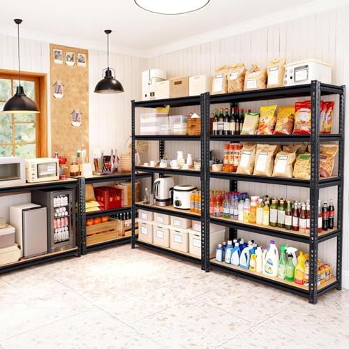 Heavy Duty Garage Shelving,5-Tier Garage Storage Shelves,2400LBS Storage Shelves Heavy Duty,Adjustable 5 Tier Shelving Unit,Heavy Duty Shelving for Garage Storage Warehouse,28''×12''×60'' - size: 60" H x 28" W x 12" D