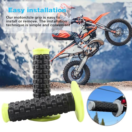 7/8" Dirt Bike Grip Rubber Anti-Slip Universal Motorcycle Grips Handlebar Racing Grip for Motocross Mini Bike Surron Light Bee x Grips KLX110 YZ450F XR50 CRF80 Motocross Grips - color: Yellow