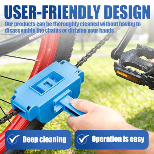 Nohumem] 5-in-1 Bike Chain Cleaner & Emergency Repair Tool Kit - Professional Bicycle Chain Scrubber, Gear Brushes, & 16-in-1 Multi-Tool - Complete Maintenance Set for Road, MTB, & E-Bikes(blue) - color: blue