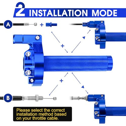 Throttle Grip Throttle Cable Motorcycle 22mm Universal CNC Aluminum Accelerator Throttle Twist Grips Handlebars for KLX CR CRF EXC XR TTR CB SSR ATV Dirt Bike Pit Bike - color: Style-B-Blue