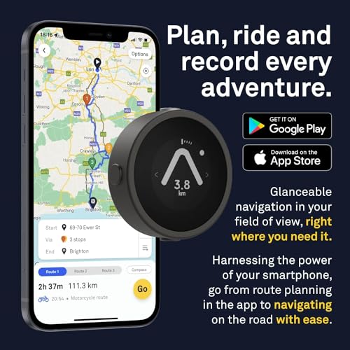Beeline Moto GPS Computer - Black | Worldwide Route Planning | Weatherproof & 30 Hours Battery Life | USB Charging | Sat Nav for Motorcycle & Scooter with Strap Mount Included | Glove Friendly - color: Black, style: Moto I