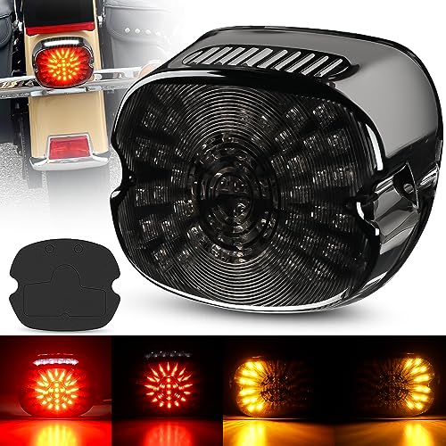Nilight LED Tail Light Motorcycle Brake Turn Signal Driving License Plate Rear Lights Smoked Plug and Play for Harley Davidson Dyna Sportster 883 1200 Road King Glide Electra Heritage - color: Smoked Lens taillight