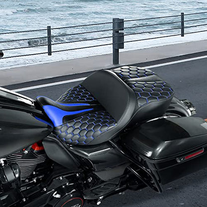 CC RIDER Driver Passenger Seat Hammock Gel Blue Hexagon Fit For Harley Touring 2009-2023 Street Glide Road Glide Road King Electra Glide and 2009-2021 Tri Glide - color: 23# Gel Blue