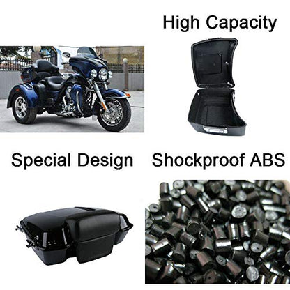 TCT-MOTORPARTS Chopped Trunk W/Backrest Pad Black Latches Fit For Harley Trunk Touring Models 1997-2013 Road King FLHR Street Electra Glide FLHTCU FLHTK FLHT 2012 2011 2010 2009 2008 2007 - color: Vivid Black w/ Black Latches