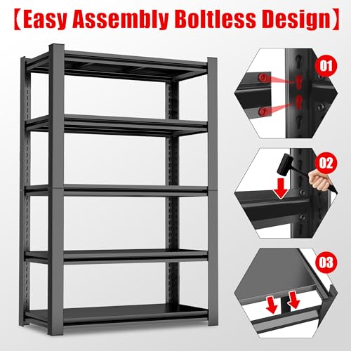 4-Tier Garage Shelving, 53.4"H × 13.8"W × 11.8"D, 2000-lb Capacity | Heavy-Duty Steel Organizer with Adjustable Levels for Basement, Pantry, Warehouse, Storing Tools, Supplies, Equipment. - size: 4 Tier | 54" H x 14" W X 12" D