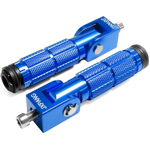 Universal Motorcycle Bicycle Folding Passenger Foot Pegs M8 Rearsets Rear Set Footrests Footpeg Foot Rest Peg Pedals For Bike Install Hole 8mm (A-ZDJT-012-Blue) - color: A-ZDJT-012-Blue