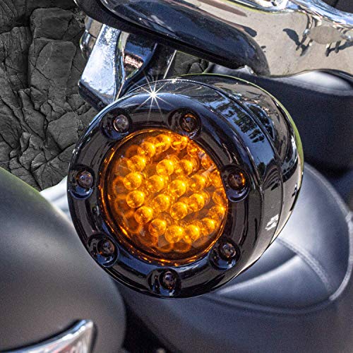 Eagle Lights 2 Inch Bullet Front Infinity Beam LED Turn Signals w/Running Light Ring Covers for Harley Davidson - Black / 1157 Base - color: Black