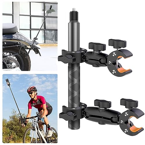 Motorcycle Camera Mount for Insta360, Bike Handlebar Clamp Mount with Invisible Selfie Stick, Anti-Vibration & No Collapse Stable Mount for Insta360 X5 X4 X3 ONE RS, GoPro MAX 2, DJI OSMO 360