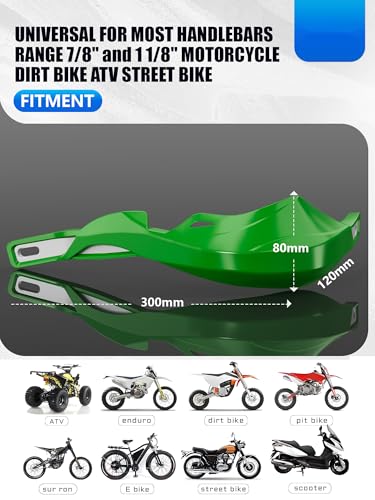JFG RACING Motorcycyle Hand Guards,7/8" and 1 1/8" Handlebar Dirt Bike Handguards Accessories Universal for KX KXF KLX 110 250 300 450 Dirt Pit Bike ATV Electric Dirtbike Motocross Enduro-Green - color: green