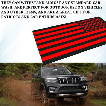 American Flag Emblem Car Decals, 3D Acrylic USA Patriotic Military Flag Sticker Reflective Stripes, Left & Right Raised Decals for Car Truck SUV Jeep RV Window Bumper Motorcycle (2PCS, Black) - color: Black & Red
