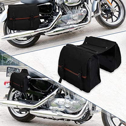 X AUTOHAUX 1Pair Motorcycle Saddlebag Side Tool Bags Cycling Motorcycle Luggage Bag Quick Release Buckle Waterproof Canvas Black 35.83''x15.35'' Travel Bag
