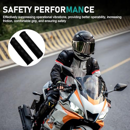 2 PCS Motorcycle Hand Grips, Non Slip Rubber Motorcycle Grips 7/8" 22mm/24mm, Open End Thruster Handlebar Comfort for Motocross Scooter Dirt Bike (Black)