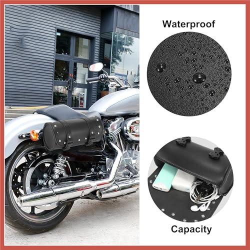 ACROPIX Universal Motorcycle Fork Handlebar Tool Bag Cycling Storage Pouch Bag Waterproof Faux Leather Black Car Parts