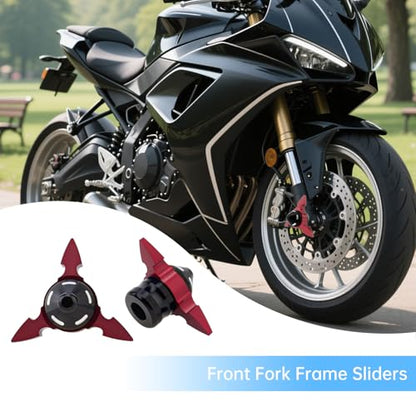 Windance 4pcs Front Wheel Frame Sliders Aluminum Alloy Dart Shape Front Fork Crash Protection Cup for Motorcycles Motocross Moped Scooters Dirt Pit Bikes (Red) - color: Red