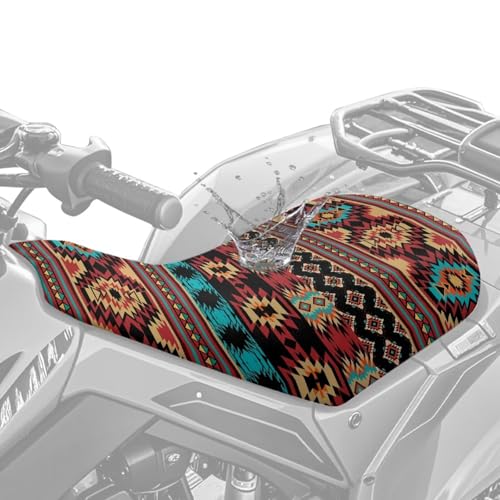 SEANATIVE Brown Aztec ATV Seat Cover Waterproof Non-Slip Universal Four Wheeler Seat Cover Motorcycle Passenger Seat Cushion Breathable Padded Protector - color: Brown Aztec