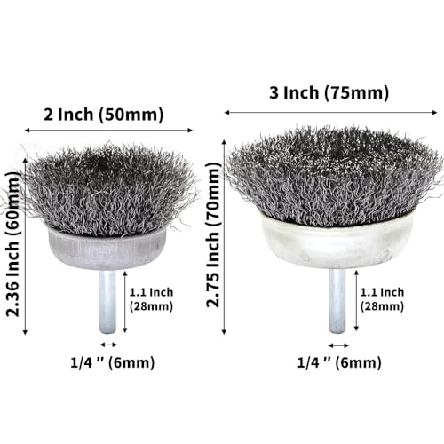9-Piece Large Wire Brush Wheel Set - Metal Rust Removal, Polishing, Cleaning - 1/4″ (6mm) Shaft - Removes Burrs, Dust, and Paint - Handles Rough Surfaces - Rotary Tool Accessories - style: Set of 9 Large-sized Wire Brushes