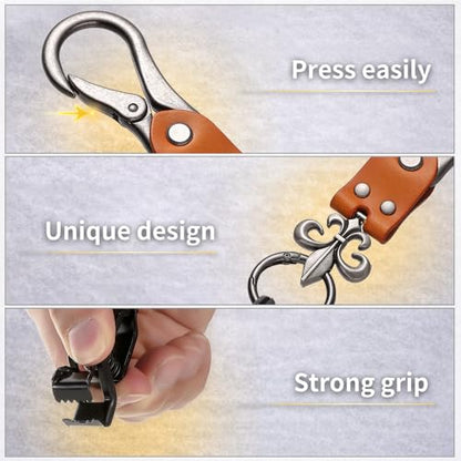Heavy Duty Glove & Hat Clip with Carabiner, All-Metal Spring Clamp Work Glove Holder for Tool Belt, Harness, Backpack - style: Knight