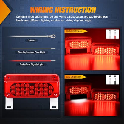 Nilight RV Tail Light 2PCS 54 LED White License Plate Lights Red Running Stop Brake Turn Signals Surface Mount Waterproof Taillights for Camper Van Caravan - color: RV Tail Light 54LED 2PCS