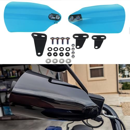 Handlebar Handguards Shield Bracket Protector for Harley Touring Road Glide, Softail Street Bob FXBB/114 FXBBS/Low Rider ST 117 FXLRST/Deluxe FLDE/Heritage Classic 2018-2023 (Blue) - color: Blue