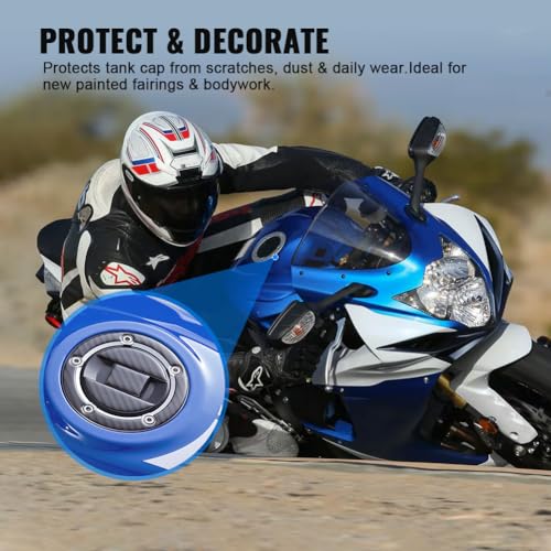 FSFY Real Carbon Fiber Gas Cap Gas Cover Decal Sticker Tank Protector Pad 108mm Diameter Reflective for Suzuki GSXR1300 Hayabusa GSXR1000 GSXR750 GSXR600.