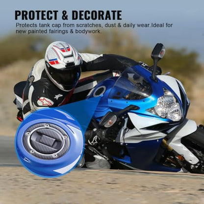 FSFY Real Carbon Fiber Gas Cap Gas Cover Decal Sticker Tank Protector Pad 108mm Diameter Reflective for Suzuki GSXR1300 Hayabusa GSXR1000 GSXR750 GSXR600.